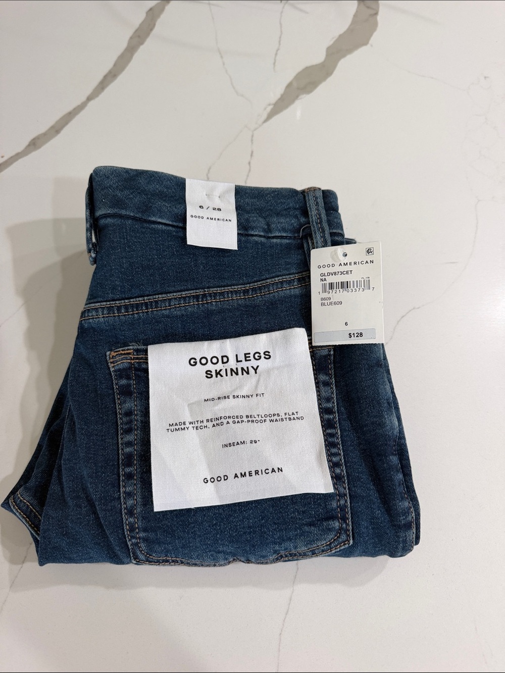 Good American Good Legs Skinny Jeans - Dark Blue Wash